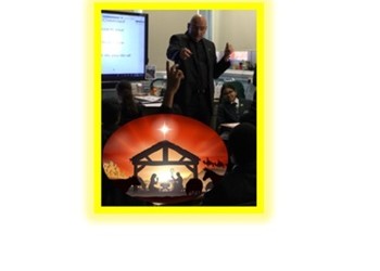 Year 6's R.E. learning with Father Simon