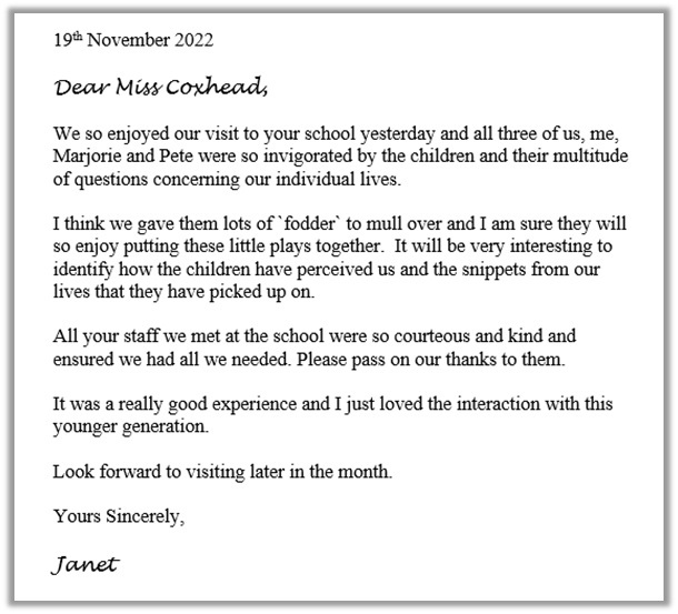 Letter from Jan